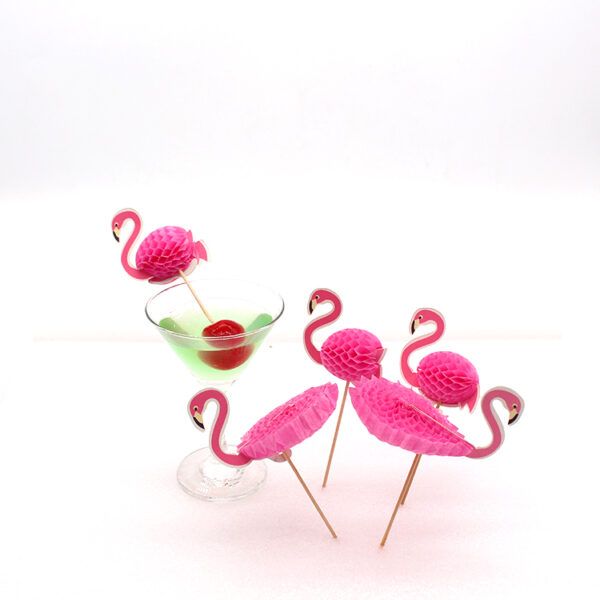 Birch Wooden Pink Flamingo Cocktail Pick