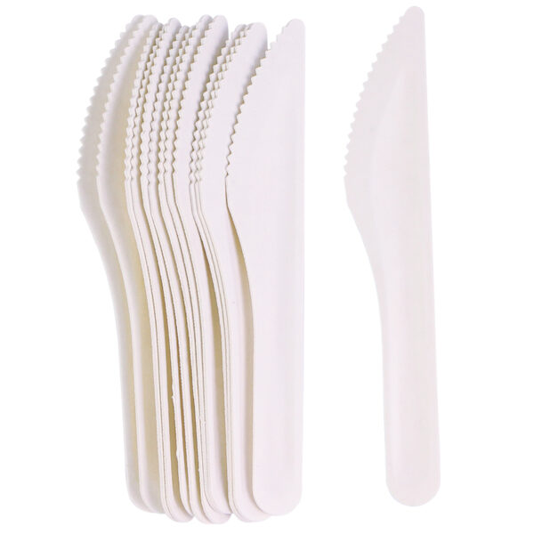 Bagasse Disposable Knife – Food-Grade White Bagasse Knife
