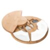 Bamboo Cheese Board Set with 3 Ceramic Bowls & Knives