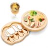 Round Wood Cheese Board with 4-Piece Tool Set